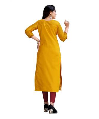 mustard chanderi 3/4th sleeves solid women kurta 4