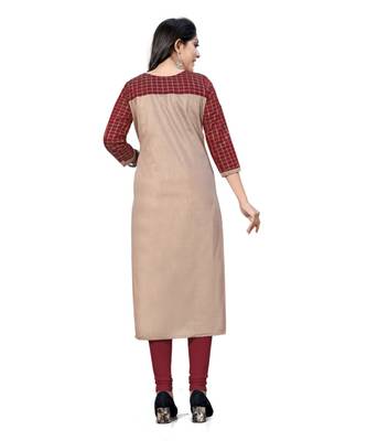 Brown chanderi 3/4th sleeves solid women kurta 4