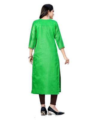Green chanderi 3/4th sleeves solid women kurta 4