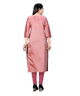 Pink chanderi 3/4th sleeves solid women kurta 4