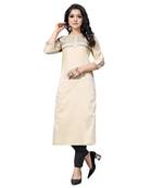 Cream chanderi 3/4th sleeves solid women kurta