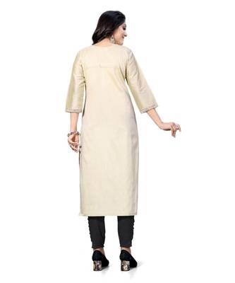Cream chanderi 3/4th sleeves solid women kurta 4