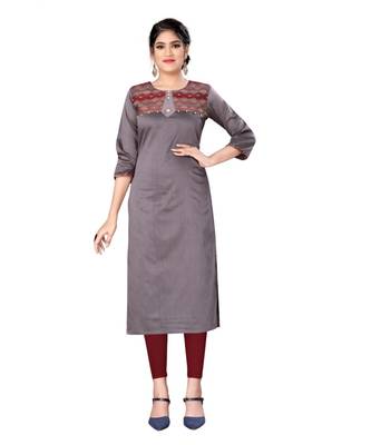 Purple chanderi 3/4th sleeves solid women kurta 1