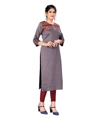 Purple chanderi 3/4th sleeves solid women kurta 2