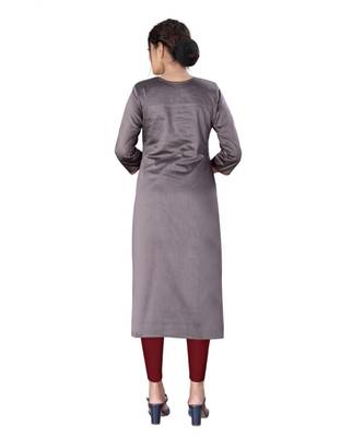 Purple chanderi 3/4th sleeves solid women kurta 4