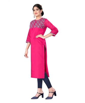 Pink chanderi 3/4th sleeves solid women kurta 2