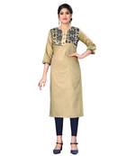 Brown chanderi 3/4th sleeves solid women kurta