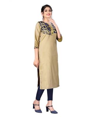 Brown chanderi 3/4th sleeves solid women kurta 2