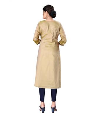 Brown chanderi 3/4th sleeves solid women kurta 4