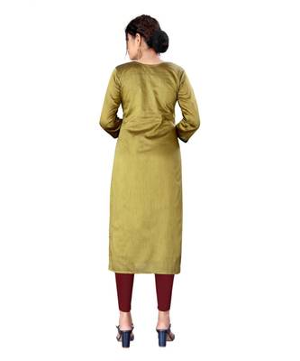 Green chanderi 3/4th sleeves solid women kurta 4