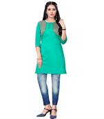Teal chanderi 3/4th sleeves solid women kurta