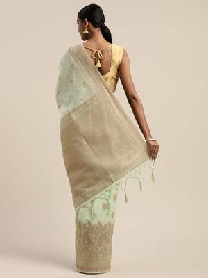 Sea green Jacquard saree 2