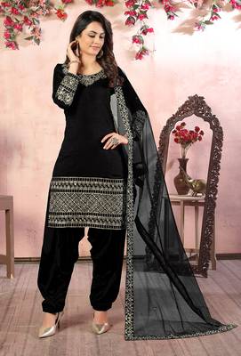 Black embroidered art silk salwar 2