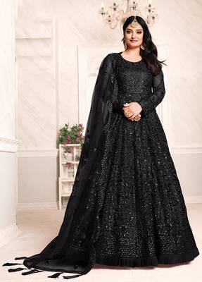Black embroidered net salwar 1