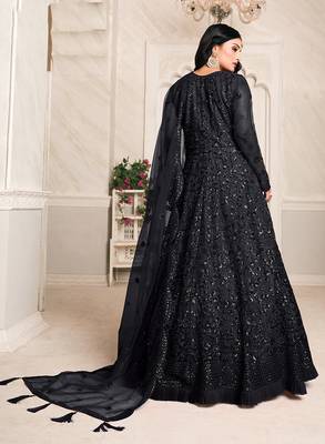 Black embroidered net salwar 2