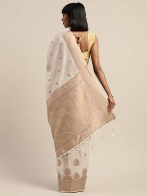Off White Jacquard Saree 2