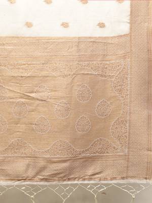Off White Jacquard Saree 5