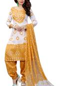 Yellow hand woven satin Cotton Bandhej Dress