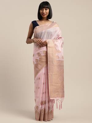 Pink Jacquard Saree 1
