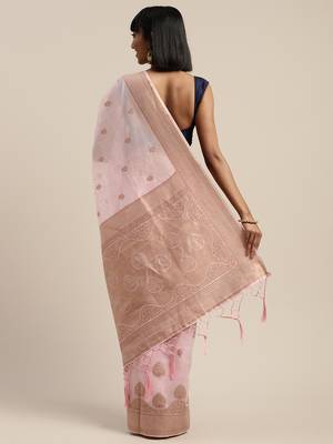 Pink Jacquard Saree 2