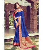 Blue Pure Silk Woven Work Traditional Saree
