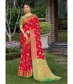 Red Heavy Silk blend Woven Work Traditional Saree