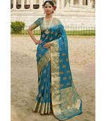 Sky Blue Silk Woven Work Traditional Saree