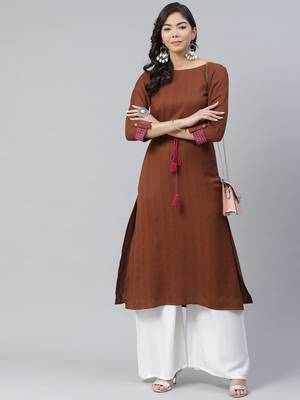 Brown plain rayon kurtas-and-kurtis 1
