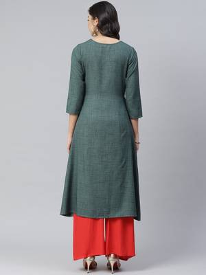 Green plain rayon kurtas-and-kurtis 2