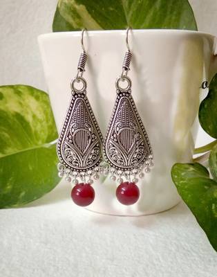 Maroon agate earrings 1