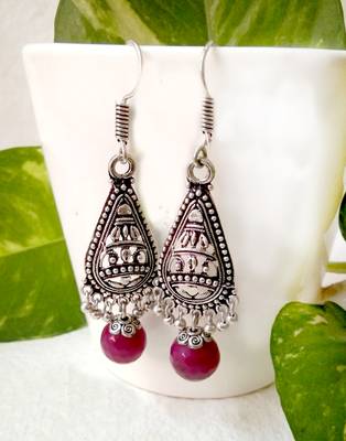 Maroon agate earrings 1