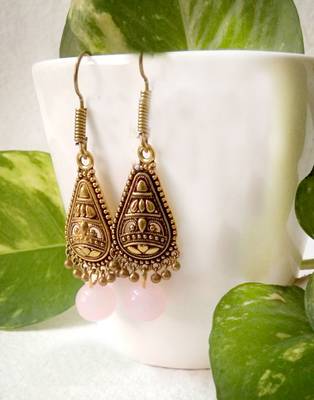 Pink agate earrings 1