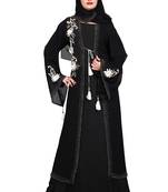 Women's georgett white flowers designer koty four side heavy diamond boder with hevey scarf