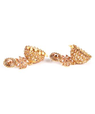 Gold Plated Stone Embellished Designer Jhumkas 5
