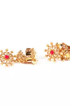 Ruby Stone Gold Plated Jhumkas