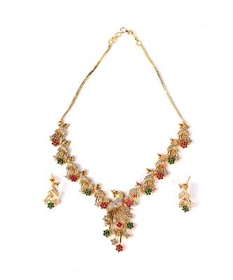 Peacock Shaped Multicolour  Necklace Set with Earrings 4