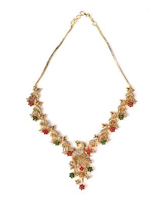 Peacock Shaped Multicolour  Necklace Set with Earrings 5