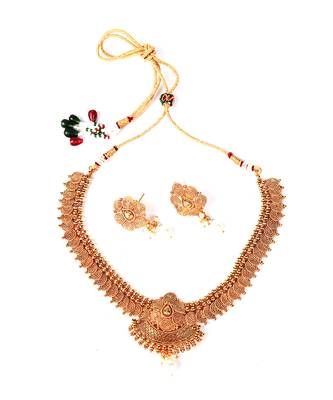 Gold Plated Traditional Design Necklace Sets 3