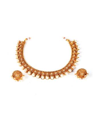 Gold Plated White Beaded Necklace Sets 5