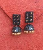 RozMili Handmade Black terracotta-jhumka earring