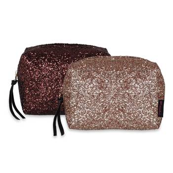 NFI essentials Glittery Makeup Pouch for Women Stylish Pouches Makeup Accessories Storage Cosmetic Pouches (Pack of 2) 1