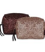 NFI essentials Glittery Makeup Pouch for Women Stylish Pouches Makeup Accessories Storage Cosmetic Pouches (Pack of 2)