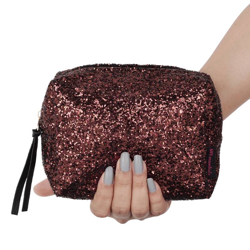 NFI essentials Glittery Makeup Pouch for Women Stylish Pouches Makeup Accessories Storage Cosmetic Pouches (Pack of 2)