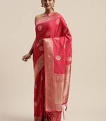 Magenta woven jacquard saree with blouse