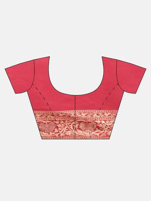 Magenta woven jacquard saree with blouse 3
