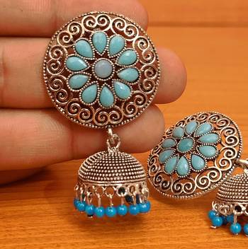Turquoise jhumkas 2