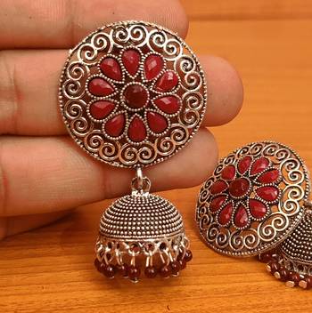 Maroon jhumkas 2