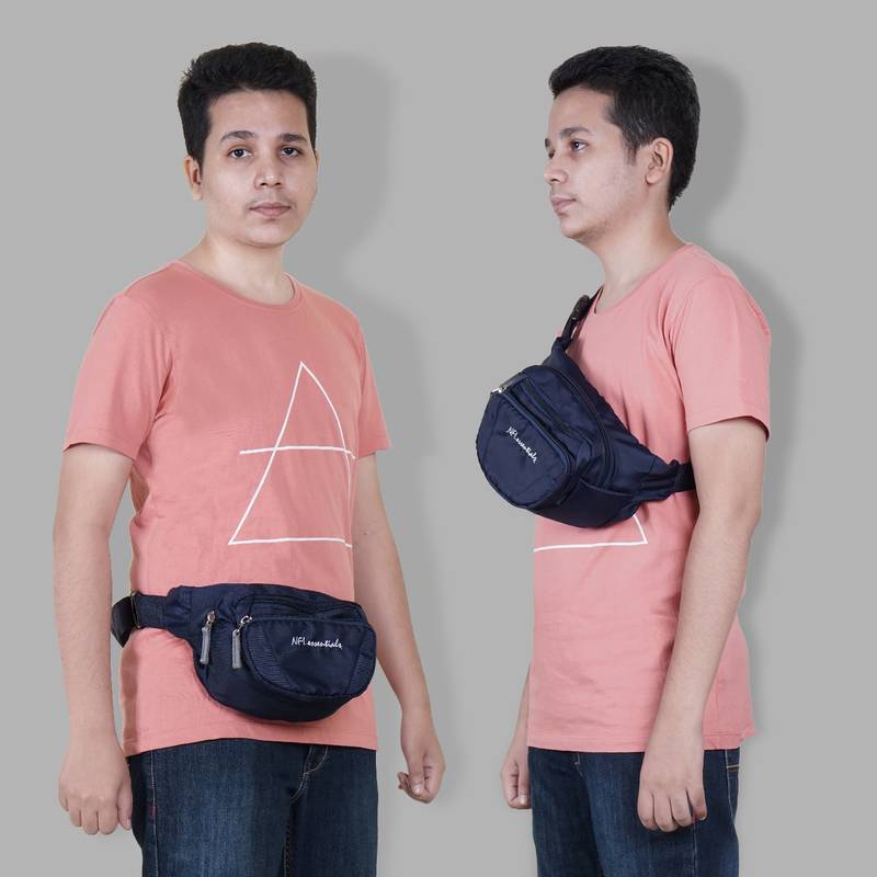 NFI essentials Waist Travel Handy Hiking Zip Camera Pouch Money Phone Belt Sport Bag Bum Multipurpose (Navy Blue)