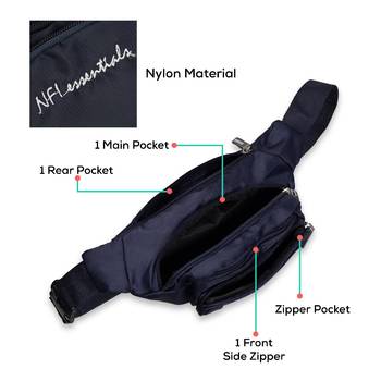 NFI essentials Waist Travel Handy Hiking Zip Camera Pouch Money Phone Belt Sport Bag Bum Multipurpose (Navy Blue) 4