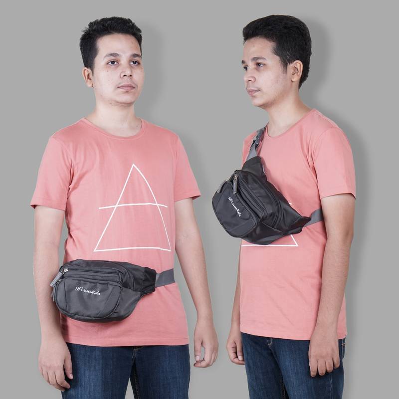 NFI essentials Waist Travel Handy Hiking Zip Camera Pouch Money Phone Belt Sport Bag Bum Multipurpose (Grey)